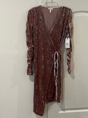 Leith Velvet Wrap Dress in Mauve